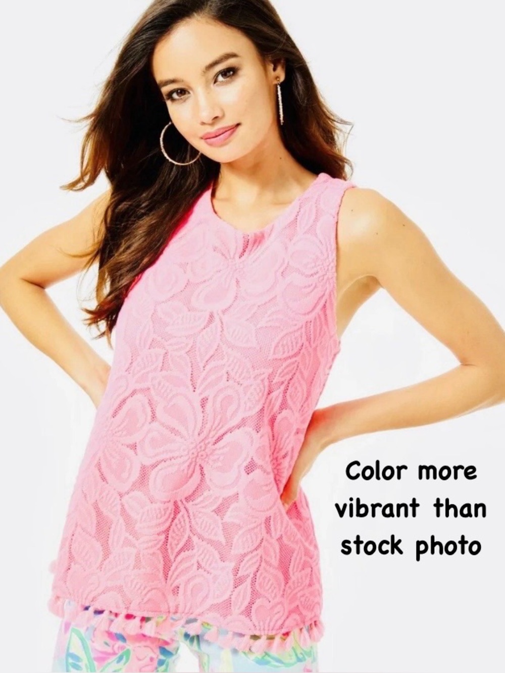 Lilly Pulitzer Maybelle Top Coral Wildflower Lace XS hot pink - Picture 5 of 16